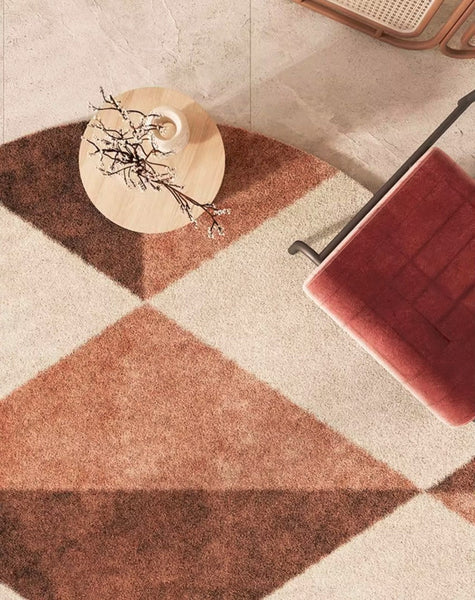 Large Contemporary Round Rugs, Geometric Modern Rugs for Bedroom, Modern Area Rugs under Coffee Table, Thick Round Rugs for Dining Room-LargePaintingArt.com