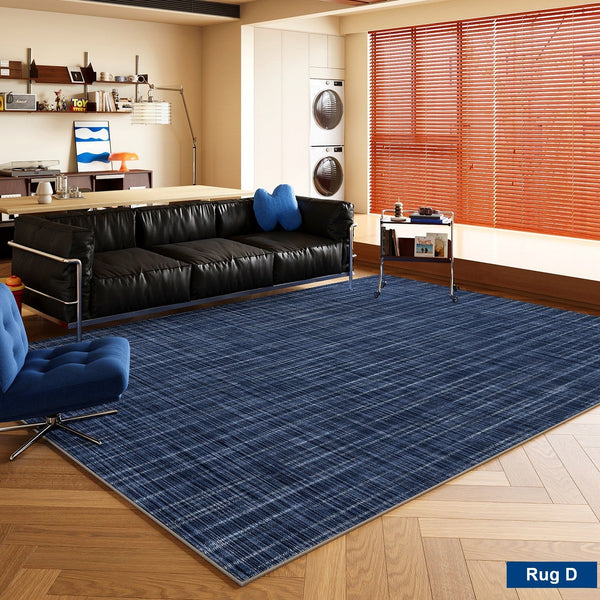 Mid Century Area Rugs, Contemporary Modern Living Room Rug Ideas, Blue Modern Rugs for Dining Room, Bedroom Modern Floor Carpet-LargePaintingArt.com