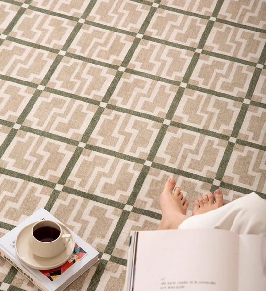 Contemporary Modern Rug for Living Room, Circular Modern Rugs under Chairs, Geometric Round Rugs for Dining Room, Bedroom Abstract Modern Rugs-LargePaintingArt.com