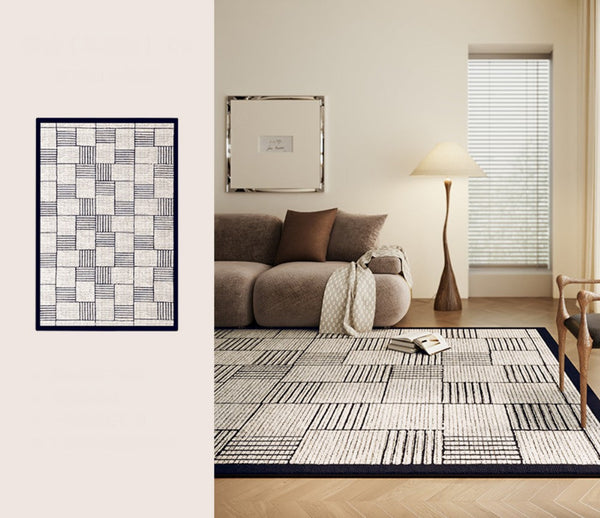 Living Room Contemporary Modern Rugs, Modern Rugs for Dining Room, Large Abstract Geometric Modern Rugs, Bedroom Modern Rugs-LargePaintingArt.com