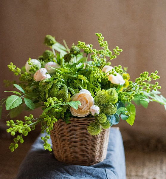 Spring Flower Arrangement for Living Room, Ranunculus Asiaticus, Globe Amaranth, Botany Plants, Beautiful Modern Flower Arrangement Ideas for Home Decoration-LargePaintingArt.com