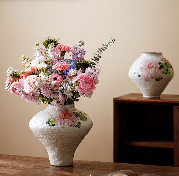 Flower Vases on Table, Handmade Water Holding Flower Vases, Centerpiece on Dining Table, Modern Porcelain Flower Vases, Ceramic Bouquet Vases-LargePaintingArt.com