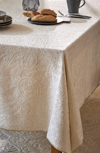 Simple Modern Rectangle Tablecloth for Dining Room Table, Cotton and Linen Flower Pattern Table Covers for Round Table, Square Tablecloth for Kitchen-LargePaintingArt.com