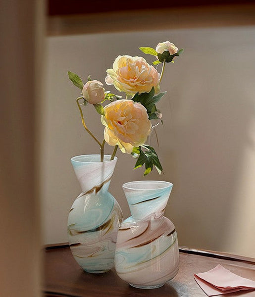 Cute Handmade Glass Vases, Vintage Small Glass Flower Vases, Flower Vases on Table, Modern Glass Vases for Flowers-LargePaintingArt.com