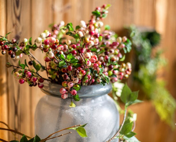 Cranberry Fruit Branch, Flower Arrangement Ideas for Living Room, Unique Artificial Flowers for Home Decoration, Spring Artificial Floral for Bedroom-LargePaintingArt.com