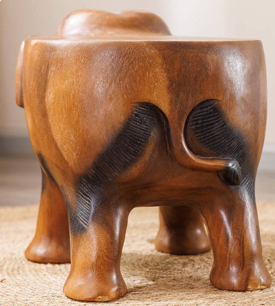 Handmade Solid Wood low Stool, Elephant Wooden Stool, Elephant Sofa Stool, Dining Table Stool, Creative Shoe-changing Stool-LargePaintingArt.com