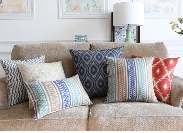 Large Geometric Pattern Throw Pillows, Decorative Pillows for Couch, Decorative Throw Pillow, Sofa Pillows for Living Room-LargePaintingArt.com