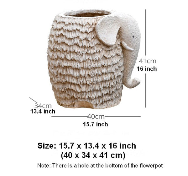 Unique Garden Flowerpot, Large Elephant Flowerpot, Resin Statue for Garden, Modern Animal Statue for Garden Ornaments, Villa Outdoor Decor Gardening Ideas-LargePaintingArt.com