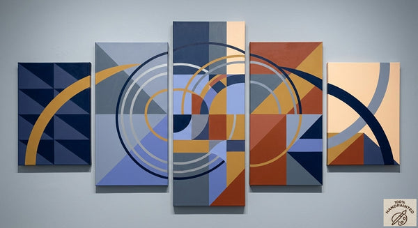 Large Modern Paintings for Bedroom, Geometric Contemporary Art, Abstract Acrylic Paintings, Hand Painted Canvas Art-LargePaintingArt.com