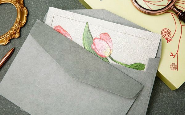 Creative Birthday Greeting Card, Tulip Flower Greeting Cards, Beautiful Greeting Cards to Friends, Original Handmade Greeting Cards-LargePaintingArt.com