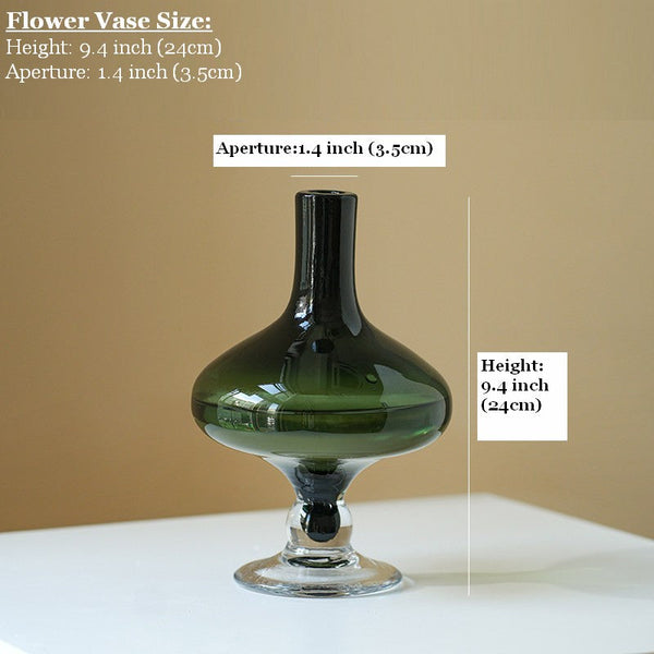 Decorative Glass Vase, Mid Century Glass Vases, Handmade Modern Vases for Bedroom, Centerpiece Contemporary Vases on Table, Modern Glass Vase for Flowers-LargePaintingArt.com