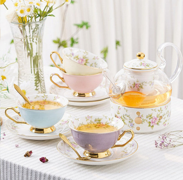 Elegant Ceramic Coffee Cups, Beautiful British Tea Cups, Unique Traditional Afternoon Tea Cup and Saucer in Gift Box, Royal Porcelain Tea Cup Set-LargePaintingArt.com