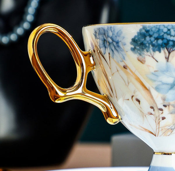 Elegant Ceramic Coffee Cup with Saucer, British Tea Cup set, Ceramic Tea Cup and Saucer Set in Gift Box, Porcelain Tea Cup Set and Saucer Set-LargePaintingArt.com