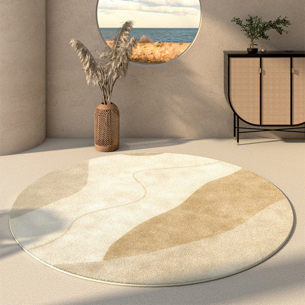 Contemporary Round Rugs Under Bed, Modern Round Carpets for Dining Room, Contemporary Round Rugs for Living Room, Hallway Floor Carpets-LargePaintingArt.com
