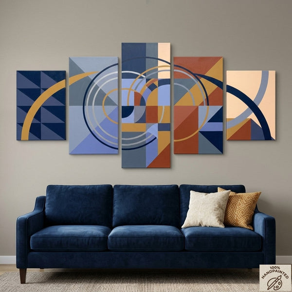 Large Modern Paintings for Bedroom, Geometric Contemporary Art, Abstract Acrylic Paintings, Hand Painted Canvas Art-LargePaintingArt.com