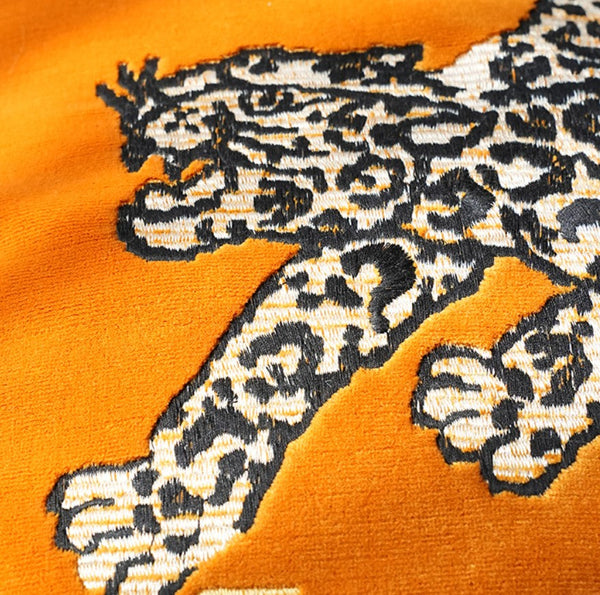 Contemporary Modern Sofa Pillows, Yellow Embroidery Tiger Pattern Pillows for Couch, Decorative Throw Pillows for Bedroom, Large Modern Sofa Pillow for Living Room-LargePaintingArt.com