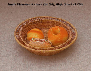 Rattan Small Storage Baskets, Round Storage Basket for Pantry, Kitchen Storage Baskets, Storage Basket for Dining Room-LargePaintingArt.com