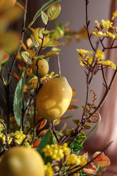 Lemon Branch, Fragrans stems, Fern leaf, Creative Flower Arrangement Ideas for Home Decoration, Unique Artificial Flowers, Simple Artificial Floral for Dining Room Table-LargePaintingArt.com