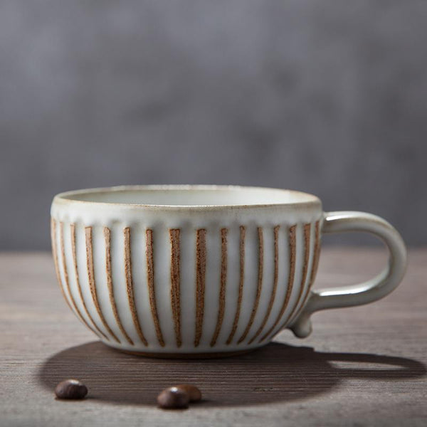 Breakfast Milk Cups, Latte Coffee Cup, 8 oz Coffee Cup and Saucer Set，Cappuccino Coffee Mug-LargePaintingArt.com