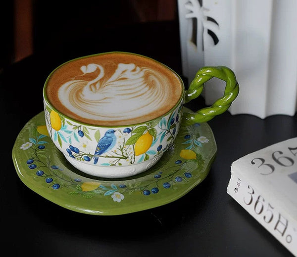 Porcelain Tea Cup and Saucer Set, Ceramic Coffee Cups in Gift Box, British Afternoon Tea Cups Tea Cup and Saucer Set-LargePaintingArt.com