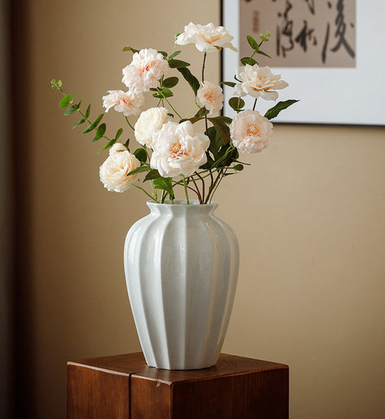 Centerpiece Ceramic Bud Vases, Porcelain Flower Vases, Large Flower Vases on Table, Handmade Water Holding Flower Vase-LargePaintingArt.com