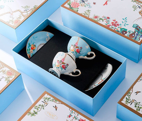 Elegant Oriental Pheasant Ceramic Cups, Beautiful Bird Pattern Tea Cups, Creative Bone China Porcelain Tea Cup Set, Unique Tea Cups and Saucers in Gift Box-LargePaintingArt.com