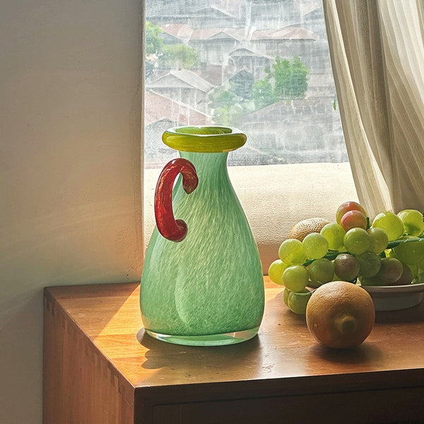 Small Flower Vase, Modern Glass Flower Vases, Handmade Glass Bud Vases, Water Holding Flower Vases, Flower Vases on Table-LargePaintingArt.com