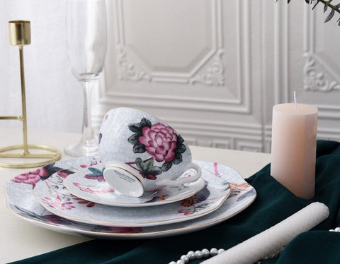 Elegant Ceramic Coffee Cups, Creative Bone China Porcelain Tea Cup Set, Unique Porcelain Cup and Saucer, Beautiful British Flower Tea Cups-LargePaintingArt.com