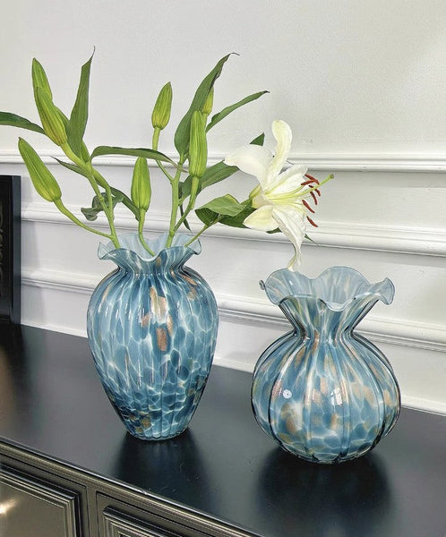 Modern Glass Bud Vases, Centerpiece Vases on Table, Handmade Liuli Vases, Color Glaze Vase, Contemporary Vases for Modern Home Decor-LargePaintingArt.com