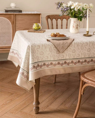 Kitchen Table Cover, Flower Tablecloth for Round Table, Elegant Table Cover for Dining Room Table, Modern Rectangle Tablecloth for Oval Table-LargePaintingArt.com