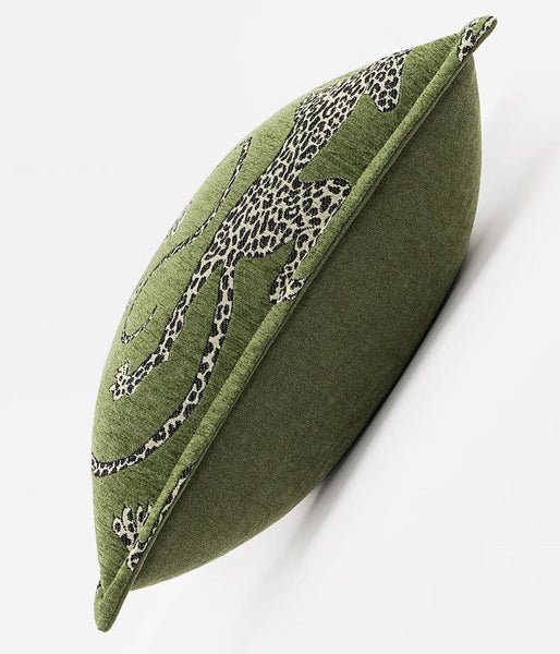 Green Decorative Pillow Covers, Large Modern Sofa Pillow Cases, Cheetah Modern Pillows for Couch, Abstract Decorative Throw Pillows for Living Room-LargePaintingArt.com