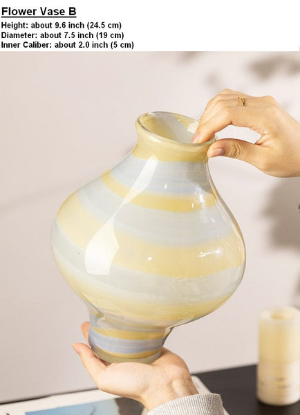 Handmade Liuli Vases, Color Glaze Vase, Contemporary Vases for Modern Home Decor, Modern Glass Bud Vases, Centerpiece Vases on Table-LargePaintingArt.com