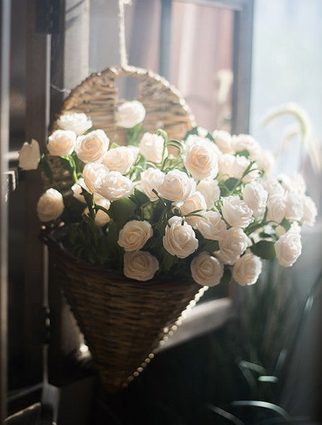 Flower Arrangement Ideas for Living Room, White Camellia Flowers, Modern Artificial Flowers for Home Decoration, Simple Artificial Floral for Bedroom-LargePaintingArt.com