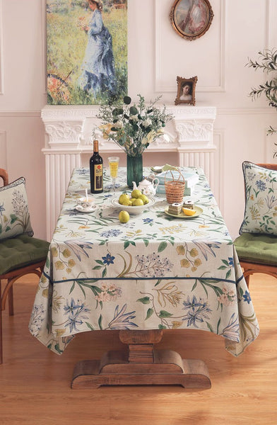 Linen Farmhouse Table Cloth, Large Modern Rectangle Tablecloth Ideas for Dining Table, Square Linen Tablecloth for Round Dining Room Table-LargePaintingArt.com