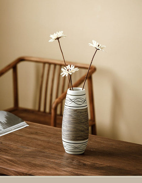 Large Flower Vase on Table, Modern Bouquet Flower Vases, Centerpiece on Dining Table, Handmade Pottery Flower Vases Urn, Water Holding Flower Vases-LargePaintingArt.com