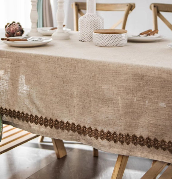 Cotton and Linen Tablecloth for Home Decoration, Large Rectangle Table Cover for Dining Room Table, Modern Table Cloth, Square Tablecloth for Round Table-LargePaintingArt.com