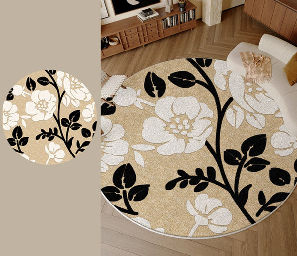 Bedroom Abstract Modern Area Rugs, Geometric Round Rugs for Dining Room, Circular Modern Rugs under Chairs, Contemporary Modern Rug for Living Room-LargePaintingArt.com