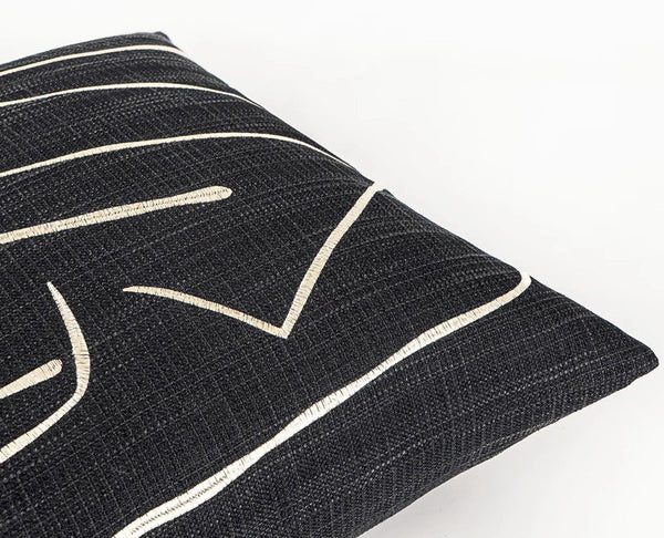 Geometric Square Modern Throw Pillows for Couch, Abstract Black Decorative Throw Pillows, Large Contemporary Throw Pillow for Interior Design-LargePaintingArt.com