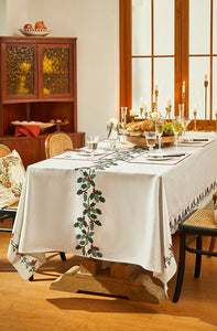Modern Rectangle Tablecloth for Dining Room Table, Flower Pattern Tablecloth for Home Decoration, Square Tablecloth, Farmhouse Table Cloth, Christmas Tablecloth-LargePaintingArt.com