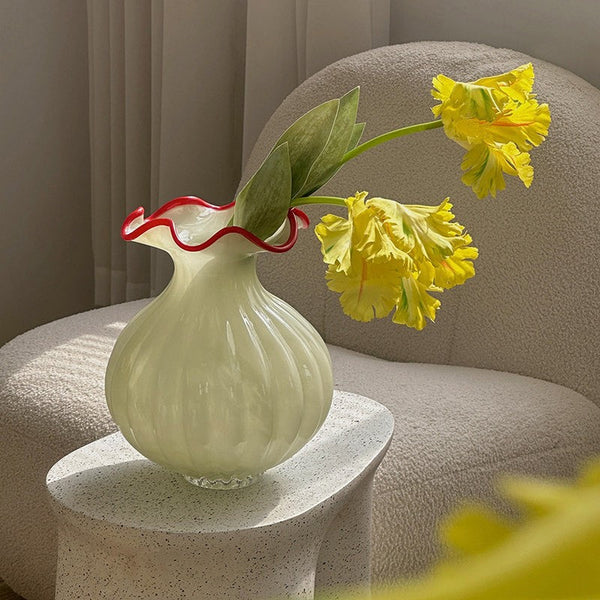 French Vintage Glass Flower Vases, Glass Bud Vases, Flower Vases on Table, Handmade Water Holding Flower Vases-LargePaintingArt.com