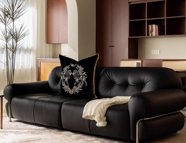 Modern Pillows for Couch, Embroidery Lion Decorative Pillow Covers, Decorative Throw Pillows for Living Room, Large Modern Sofa Pillows-LargePaintingArt.com