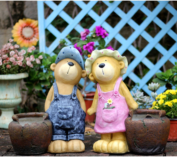 Garden Animal Sculpture Bear Statues, Garden Decor Ideas, Outdoor Garden Decoration, Animal Statues, Garden Ornament, Villa Courtyard Decor-LargePaintingArt.com
