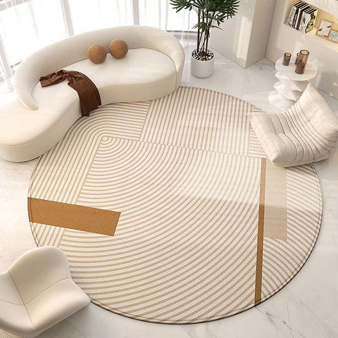 Round Modern Rugs for Living Room, Contemporary Modern Area Rugs for Bedroom, Geometric Round Rugs for Dining Room, Circular Modern Rugs under Chairs-LargePaintingArt.com
