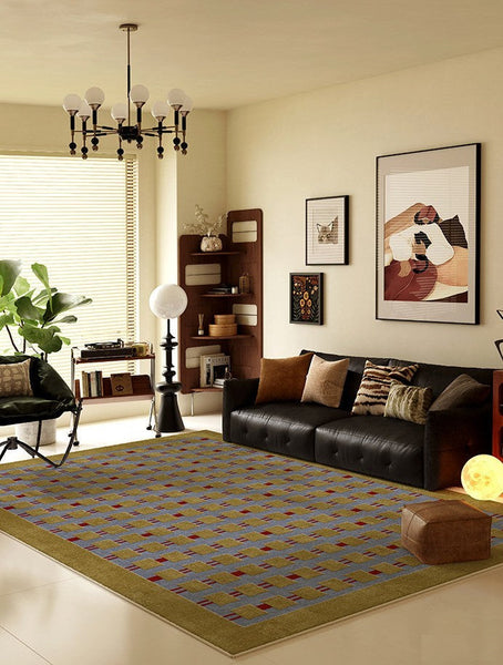 Mid Century Modern Rugs for Living Room, Vintage Area Rugs for Bedroom, Large Contemporary Area Rugs for Dining Room-LargePaintingArt.com