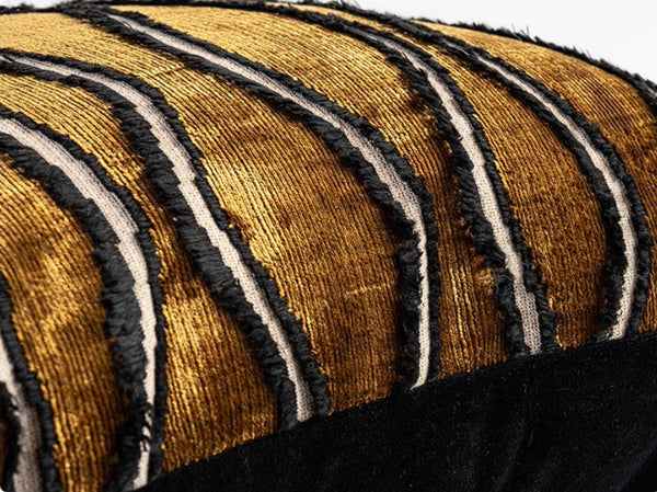 Golden Contemporary Pillows, Abstract Decorative Throw Pillows, Square Modern Throw Pillows for Couch, Large Simple Throw Pillow for Interior Design-LargePaintingArt.com