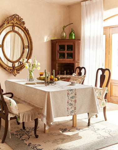 Spring Flower Table Covers for Round Table, Large Modern Rectangle Tablecloth for Dining Table, Farmhouse Table Cloth for Oval Table, Square Tablecloth for Kitchen-LargePaintingArt.com