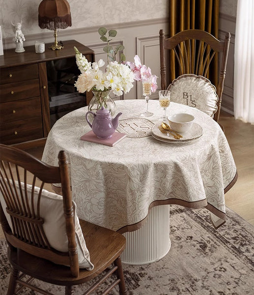 French Style Tablecloth for Dining Table, Beautiful Table Cover for Dining Room Table, Modern Rectangle Tablecloth for Oval Table-LargePaintingArt.com