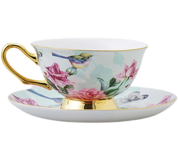 Unique Traditional Afternoon Tea Cup and Saucer in Gift Box, Royal Porcelain Tea Cup Saucer Set, Elegant Flower Pattern Ceramic Coffee Cups, Beautiful British Tea Cups-LargePaintingArt.com