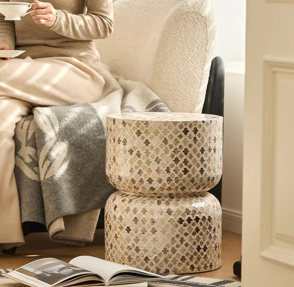 Modern Side Table, Contemporary Bedside Table, Bedside Small Side Table, Elegant Small End Table, Creative Coffee Table, Contemporary Side Table, Portable Casual Side Table, Shell Small Sofa Side Table-LargePaintingArt.com