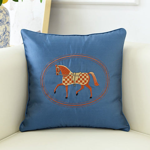 Decorative Throw Pillows for Couch, Modern Sofa Decorative Pillows, Embroider Horse Pillow Covers, Horse Modern Decorative Throw Pillows-LargePaintingArt.com